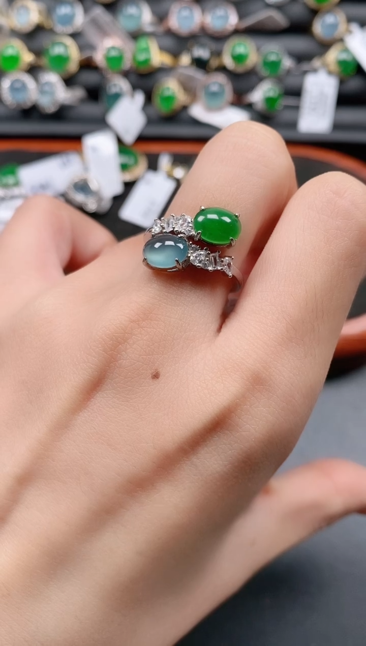 银S925镶嵌戒指翡翠11