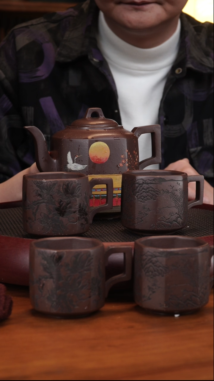 【闪购商品】紫砂茶壶1-90张赦棠八方套组 600cc