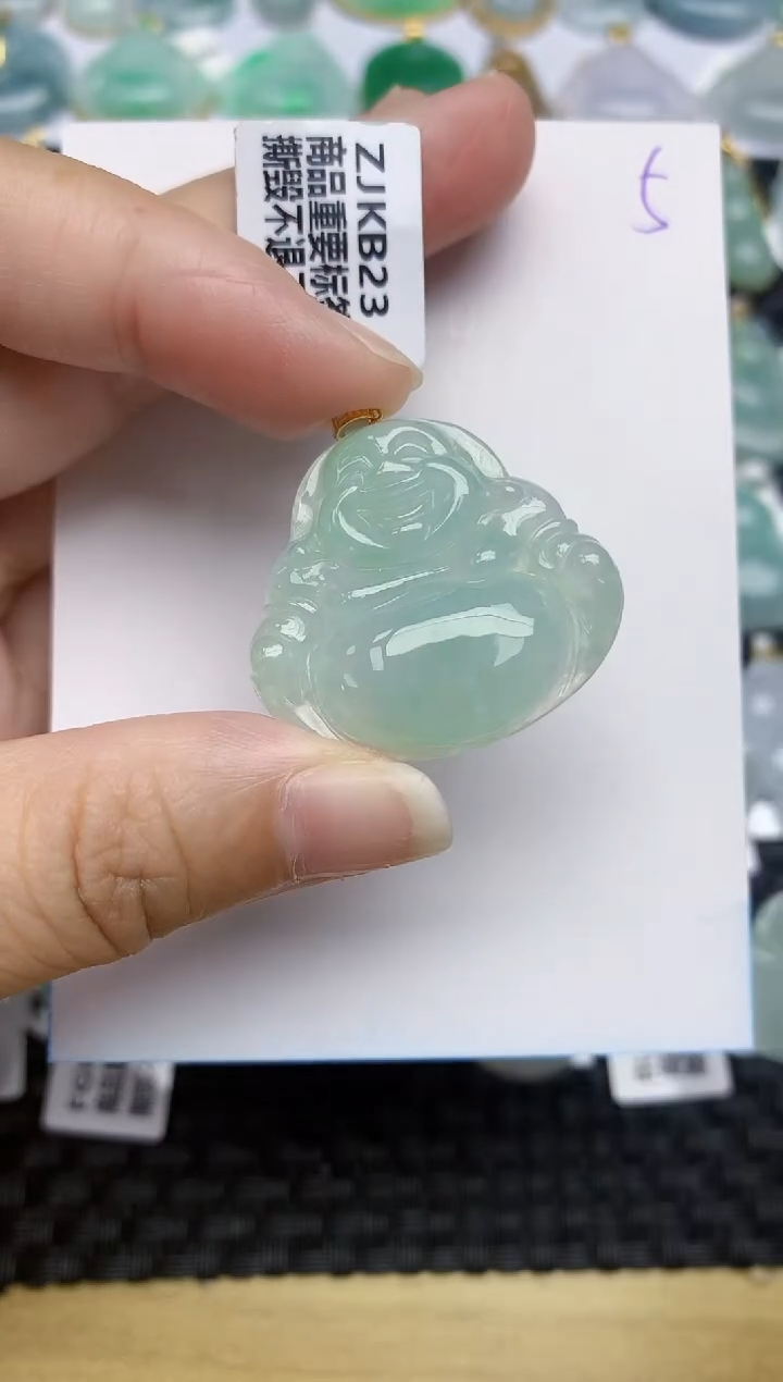 翡翠18K金镶嵌颈饰天然A货翡翠 5