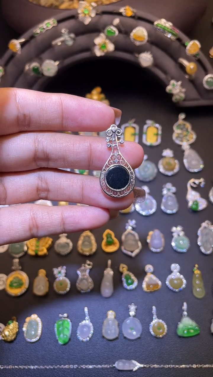 吊坠(不含链)银S925镶嵌翡翠1