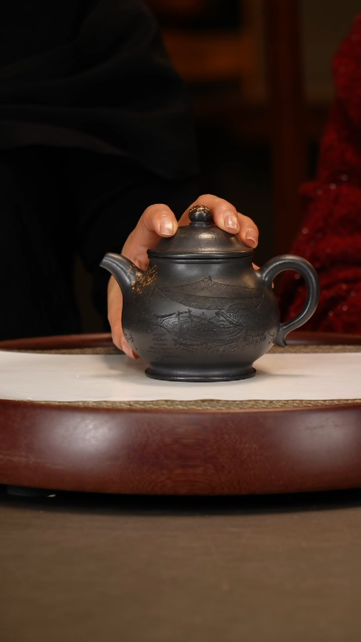 【闪购商品】紫砂茶壶【李玮】老天青潘壶  300CC