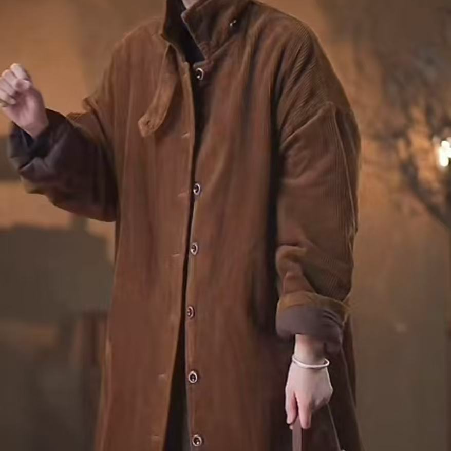 2025缺一色冬季新款时尚休闲加厚保暖宽松条绒中长款棉衣251112*