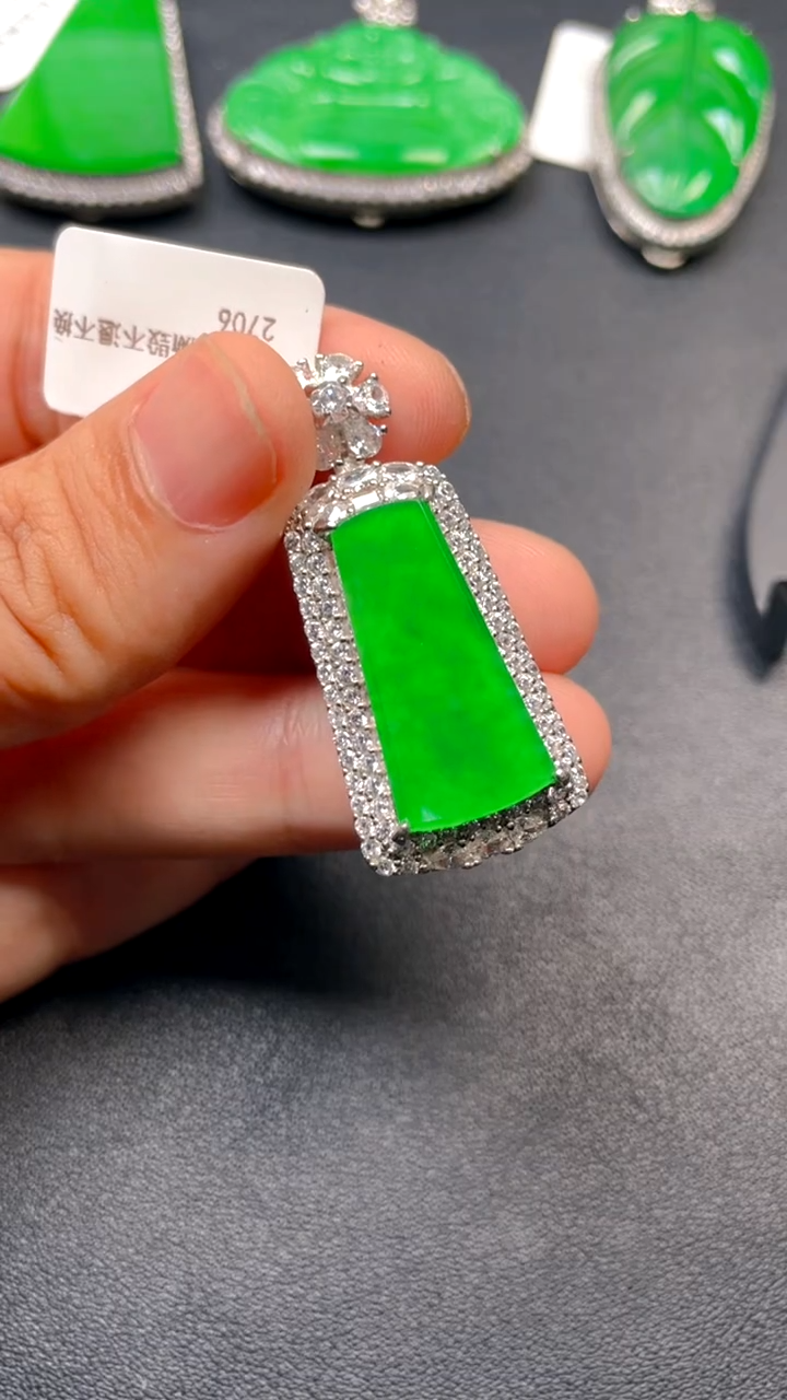 吊坠(不含链)银S925镶嵌翡翠吊坠·