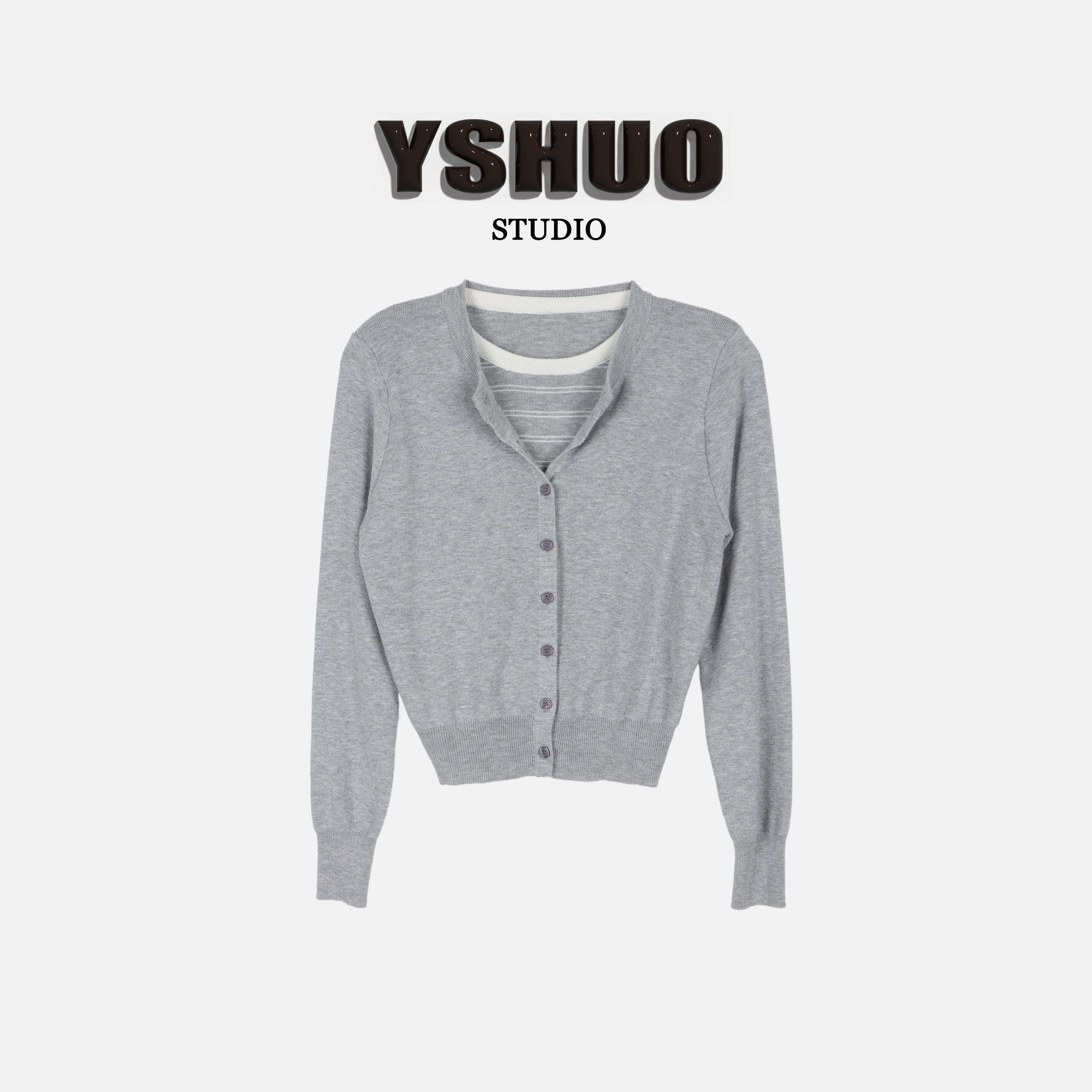 【盐茶半岛】秋季条纹假两件针织显瘦洋气软糯叠穿上衣 25525