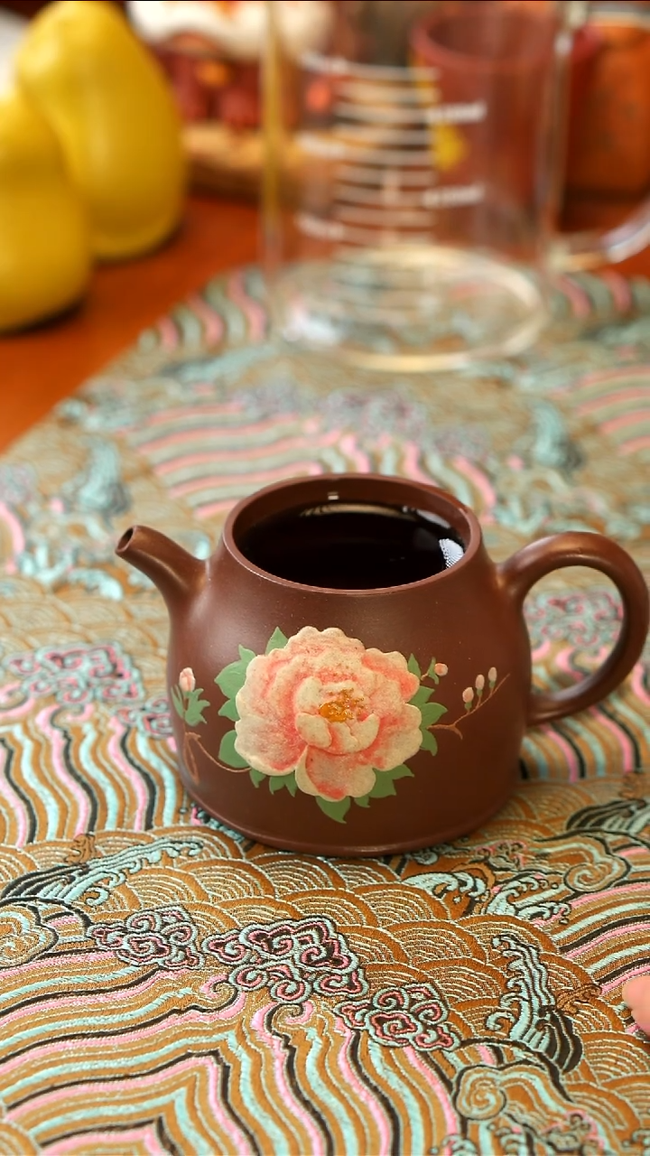 【闪购商品】紫砂茶壶牡丹德钟180cc