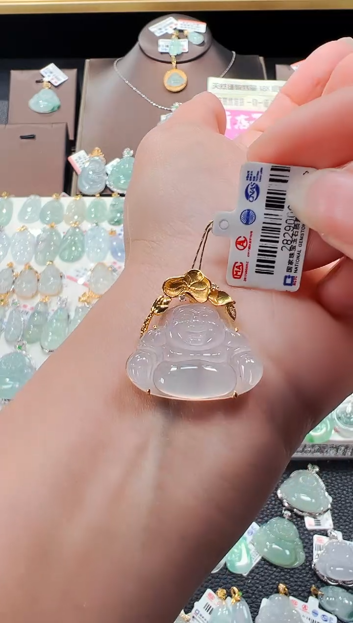 【闪购商品】翡翠吊坠(不含链)18K金镶嵌佛公吊坠636