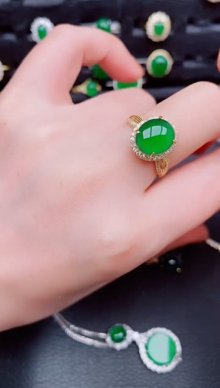 【闪购商品】翡翠戒指银S925镶嵌天然a货翡翠423