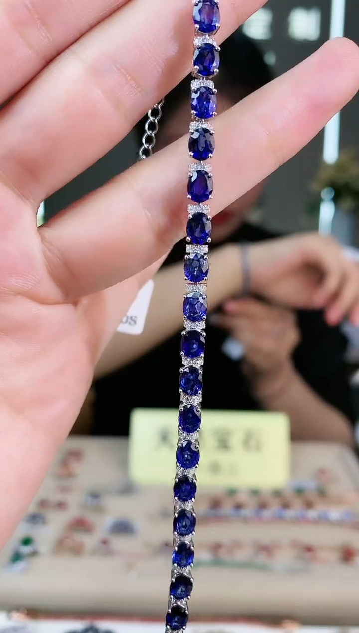 【闪购商品】蓝宝石手链银S925镶嵌手链
