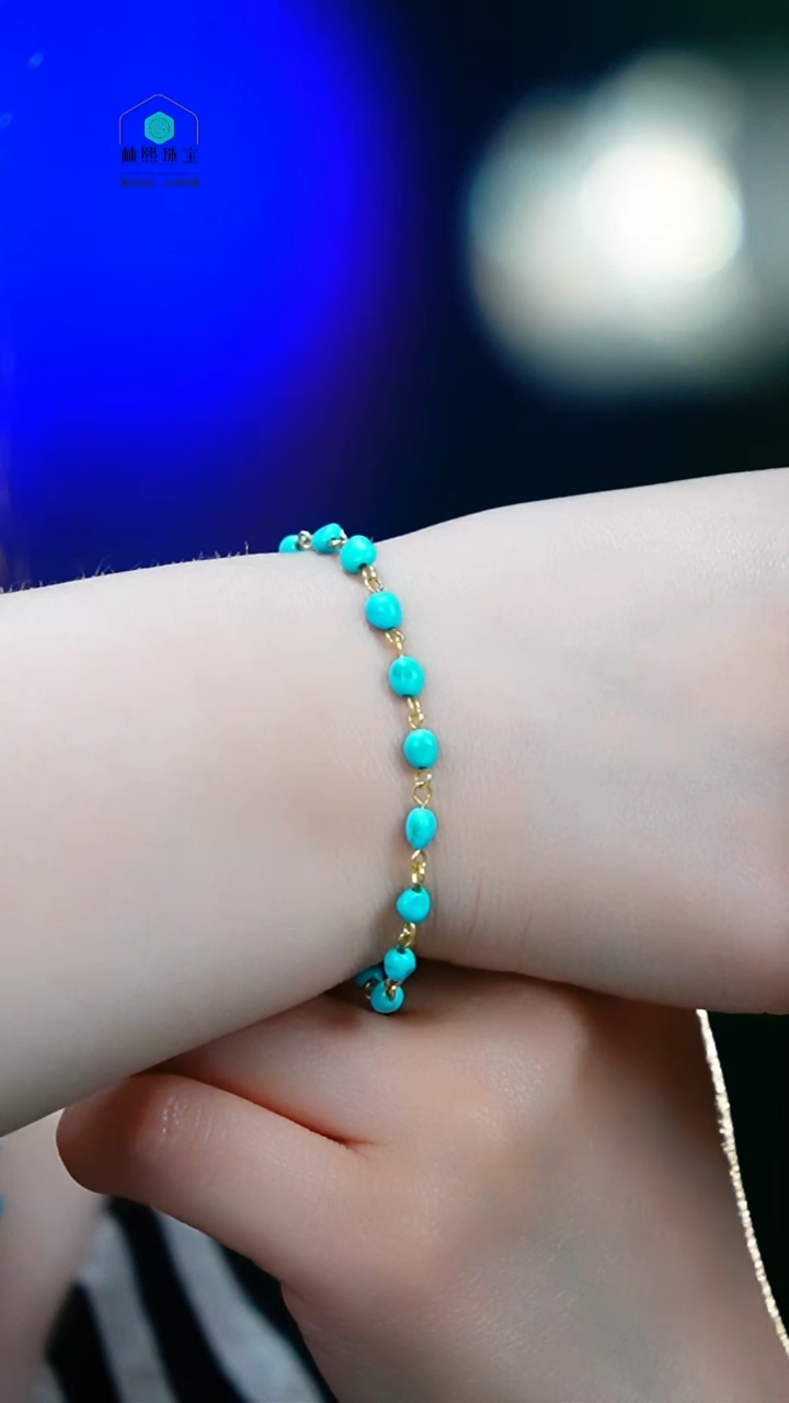 绿松石银S925镶嵌手串发货一件