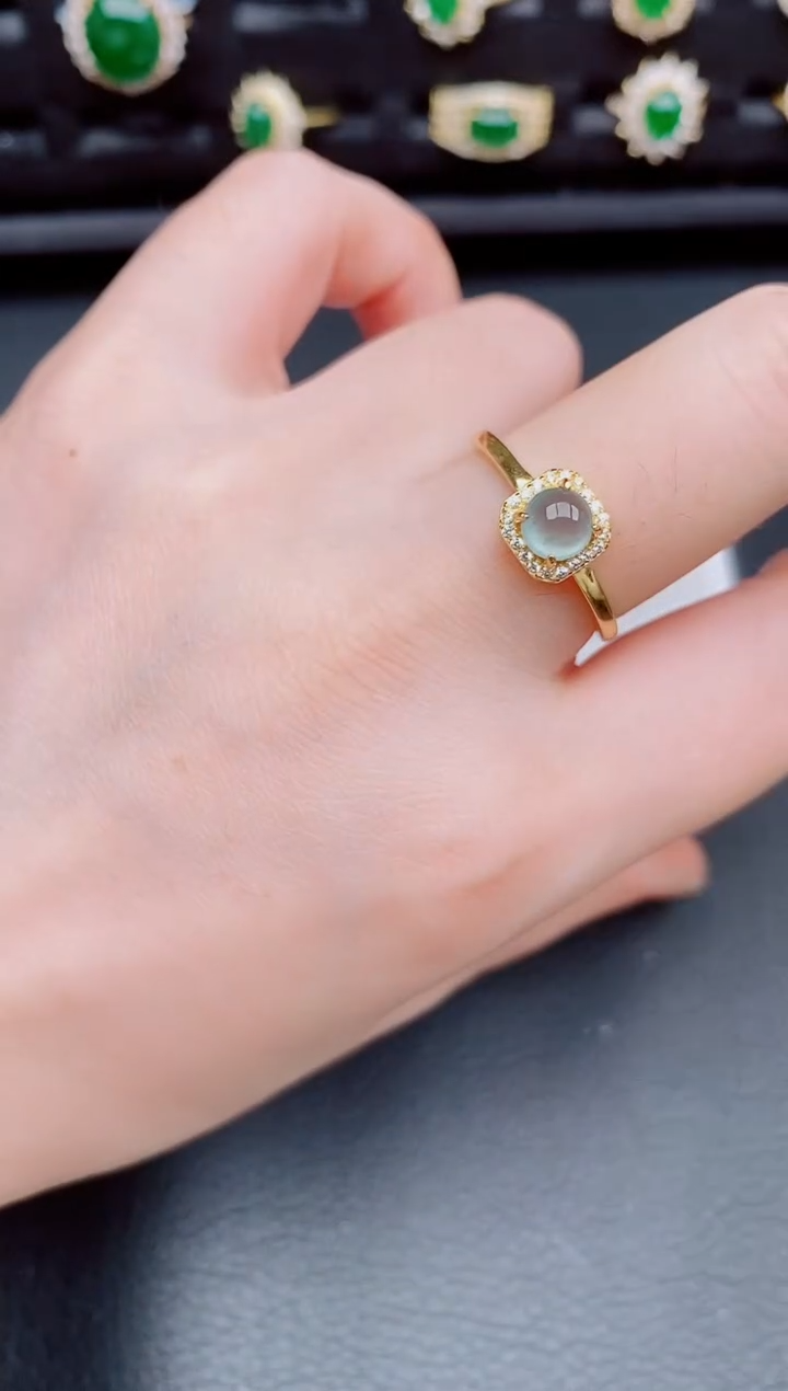 【闪购商品】翡翠戒指银S925镶嵌天然a货翡翠327