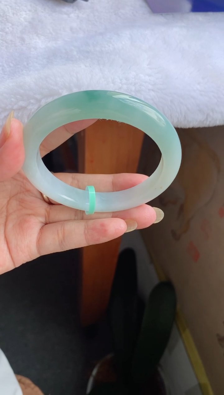 翡翠手镯未镶嵌（巨巨巨推荐）冰胶天青蓝色12号