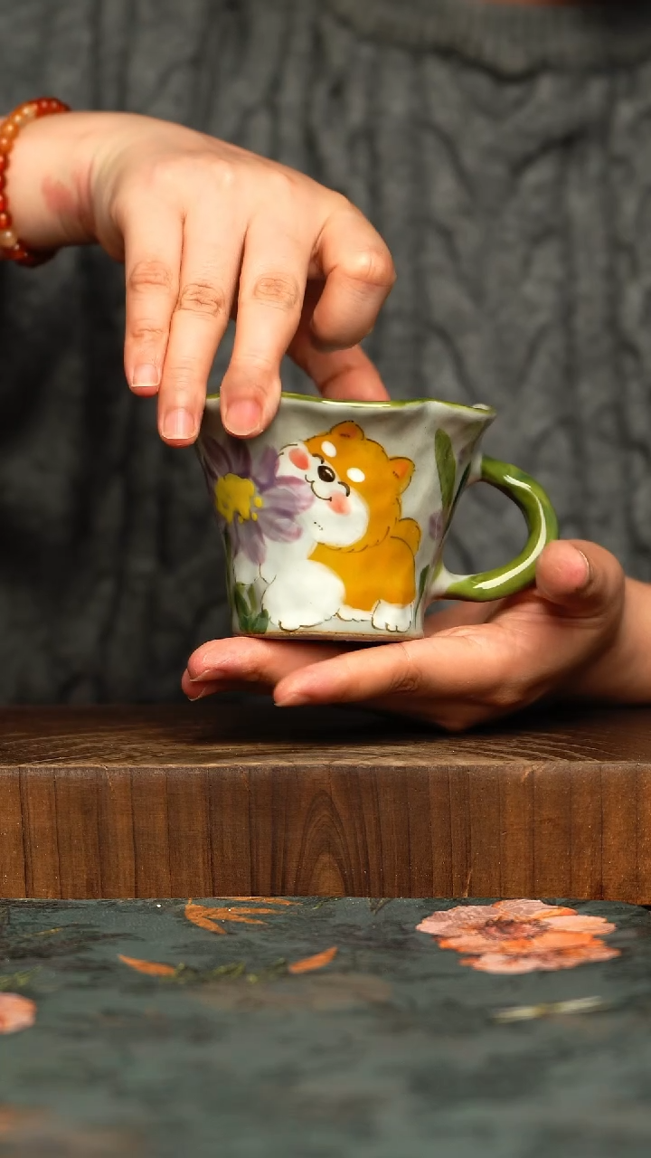 杯釉下彩手工手绘同款陶器