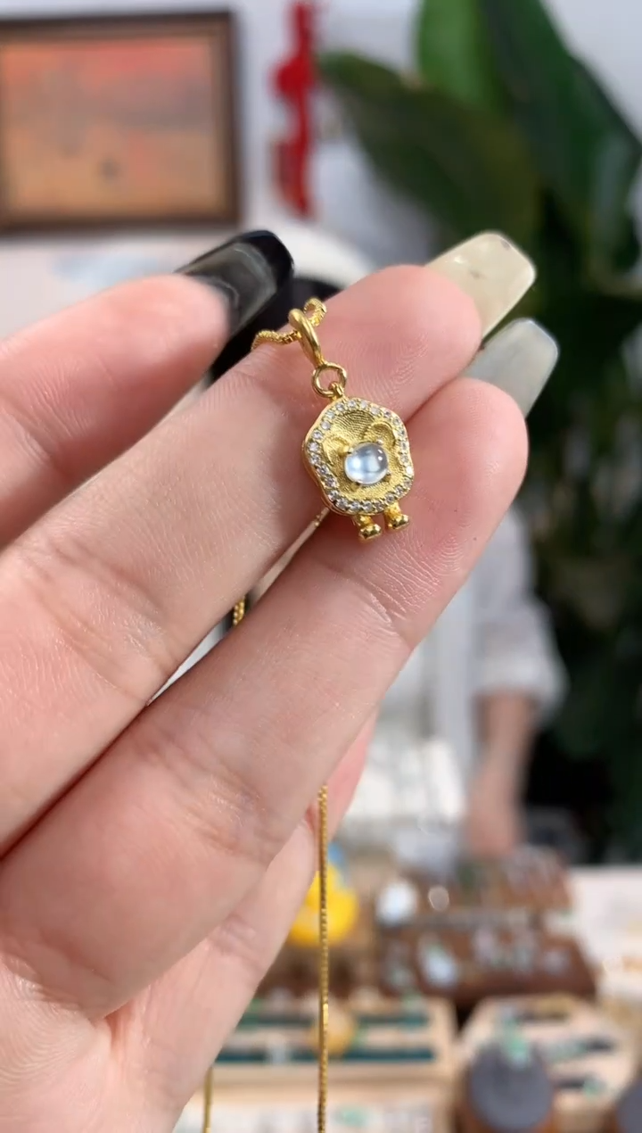 翡翠银S925镶嵌吊坠(不含链)【挽石珠宝】天然缅甸翡翠吊坠