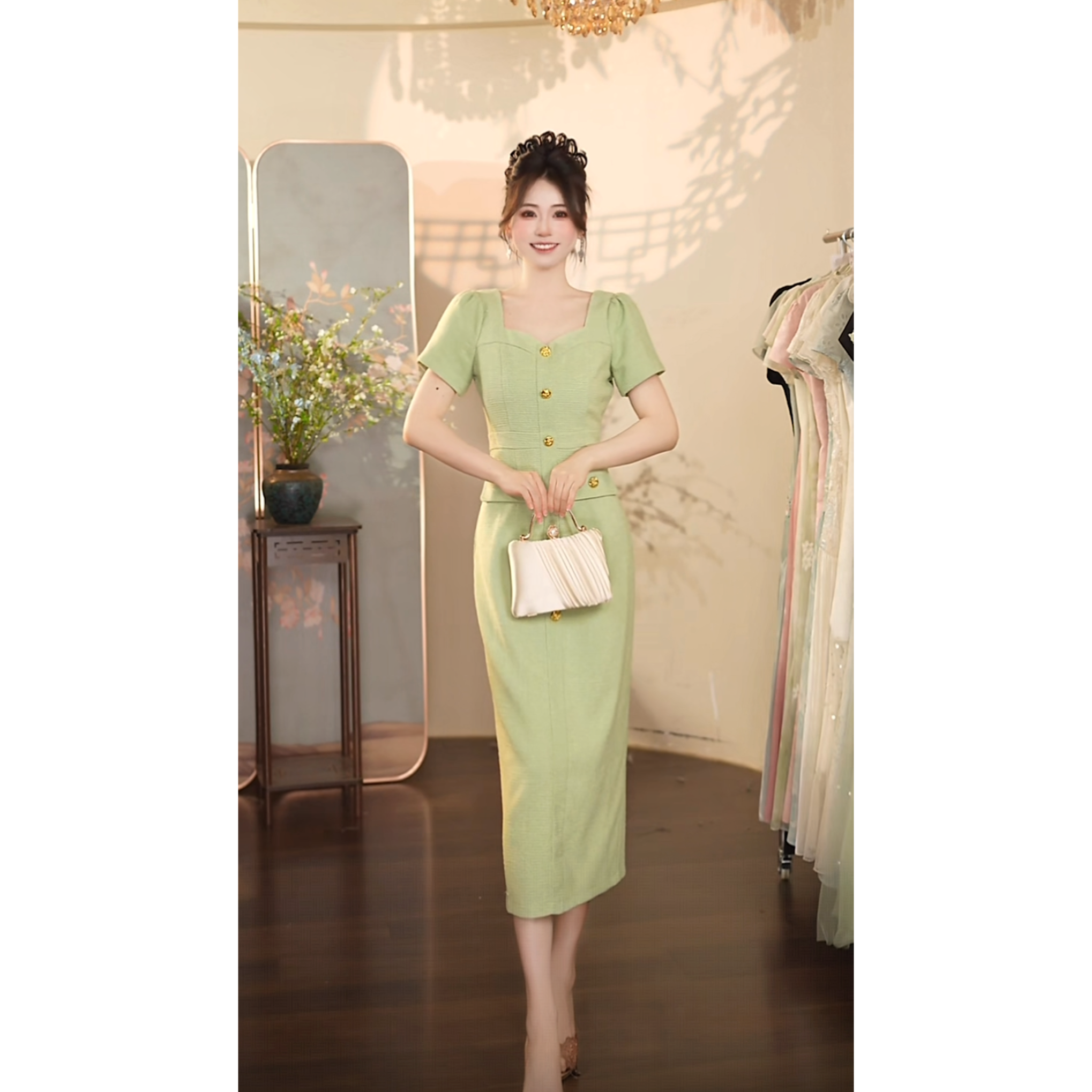 瑞瑞定制-1546（氧气青柠）连衣裙LL005