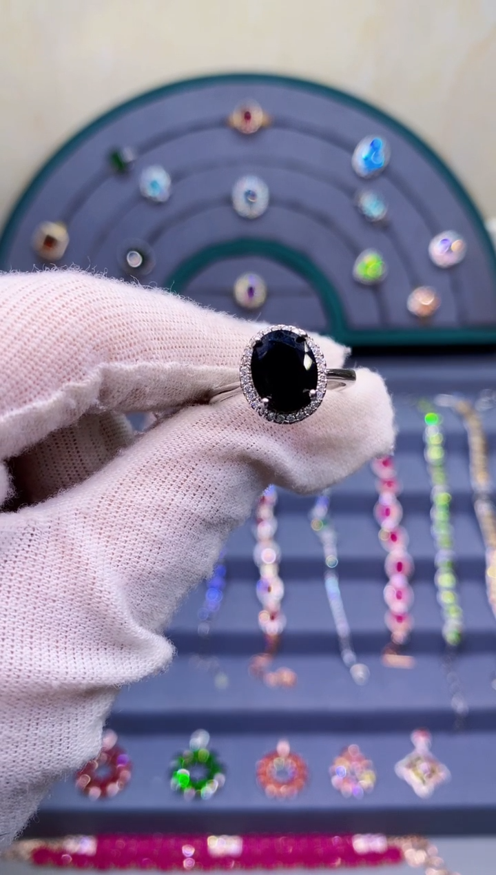 【闪购商品】蓝宝石戒指银S925镶嵌999