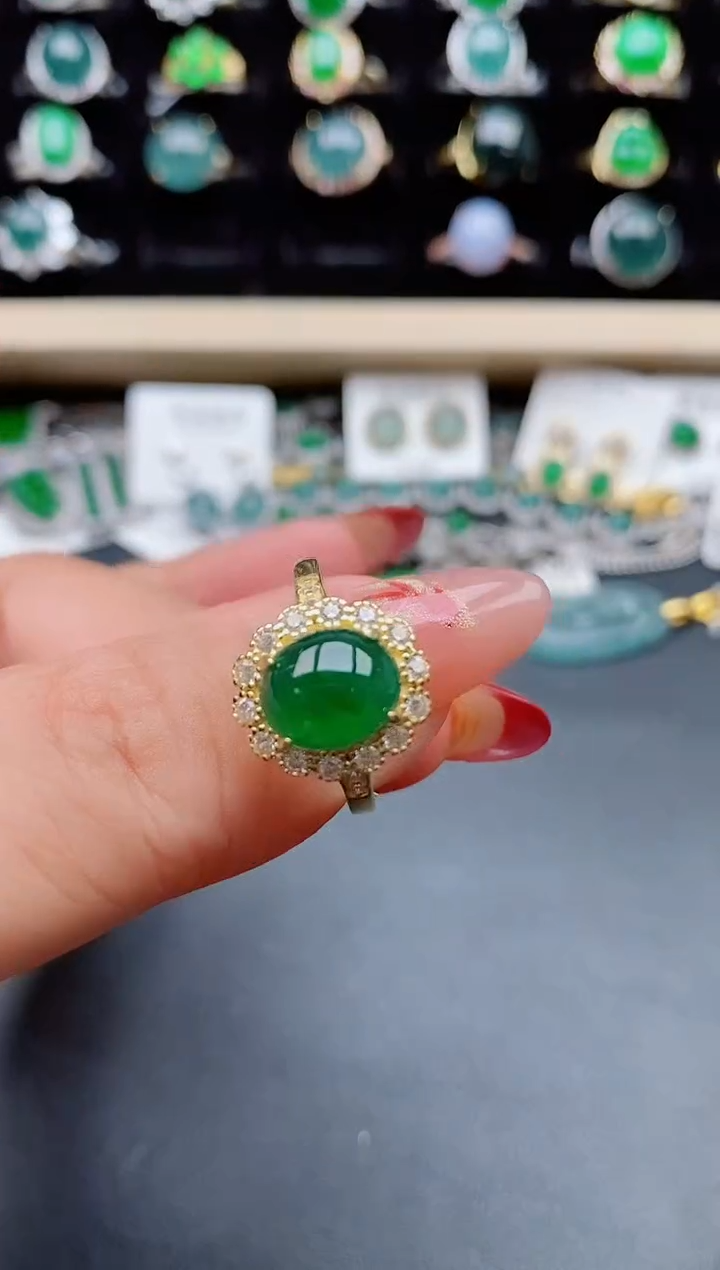 【闪购商品】翡翠戒指银S925镶嵌321312