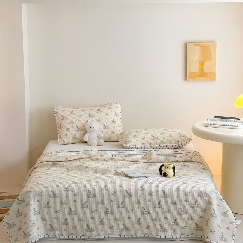 萌宠系列AB面100%棉床盖+枕套 舒适亲肤 温馨主卧 透气可机洗水洗