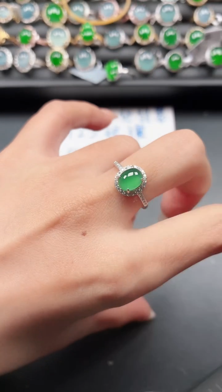 银S925镶嵌戒指翡翠1111111