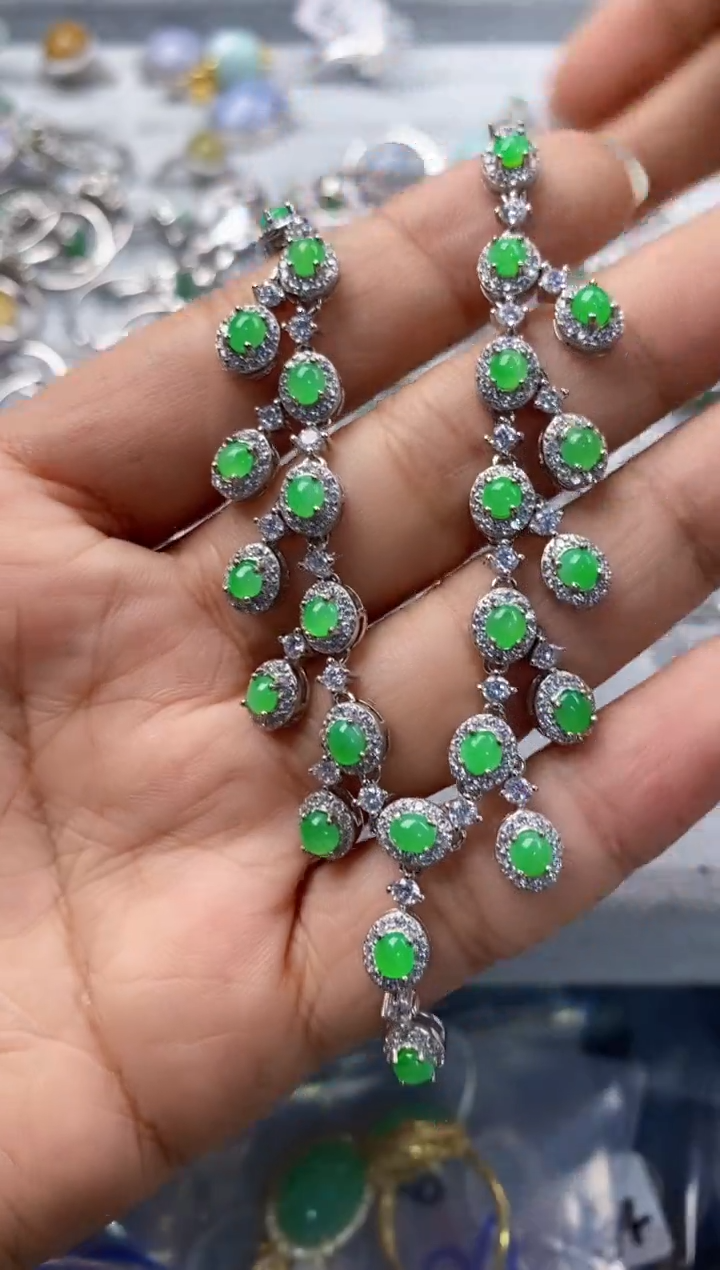 银S925镶嵌戒指翡翠444---1