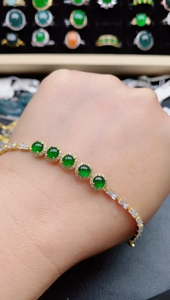 【闪购商品】翡翠手链银S925镶嵌321321