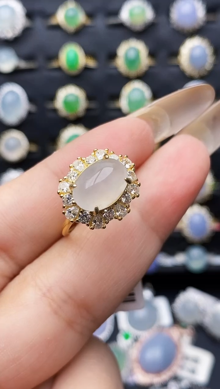 银S925镶嵌戒指翡翠0450