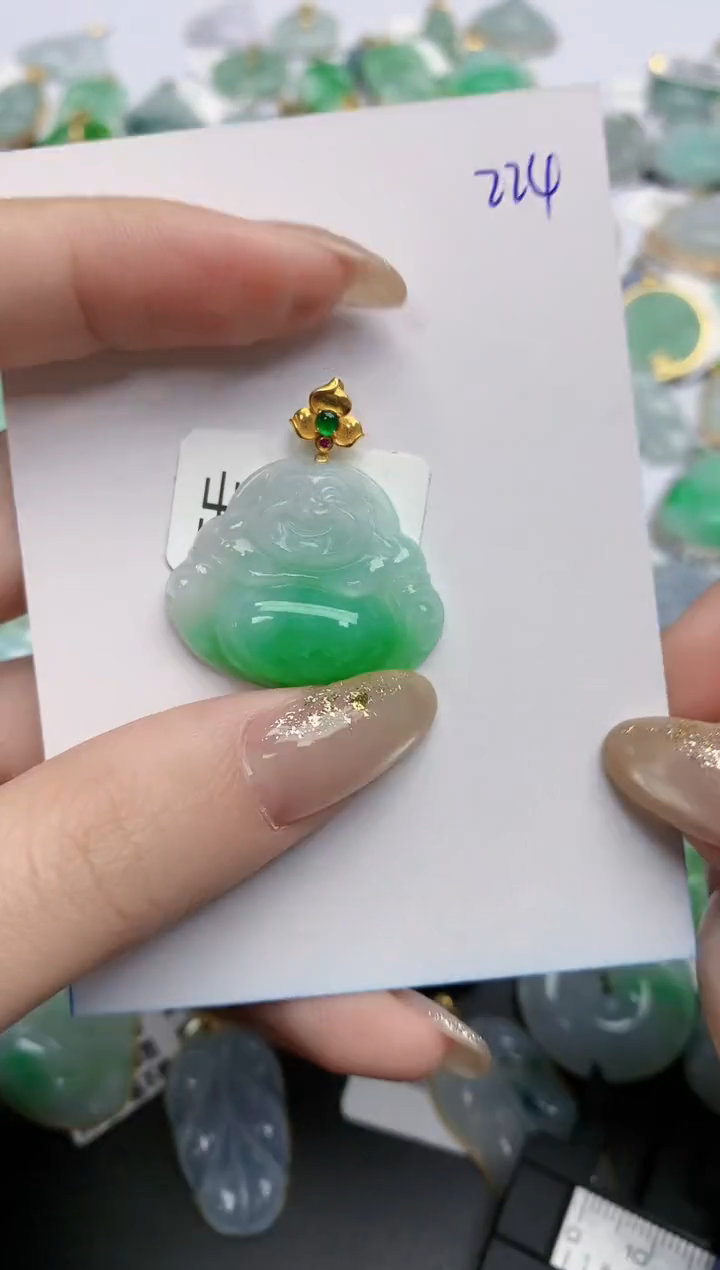 【闪购商品】翡翠颈饰18K金镶嵌天然缅甸翡翠A货