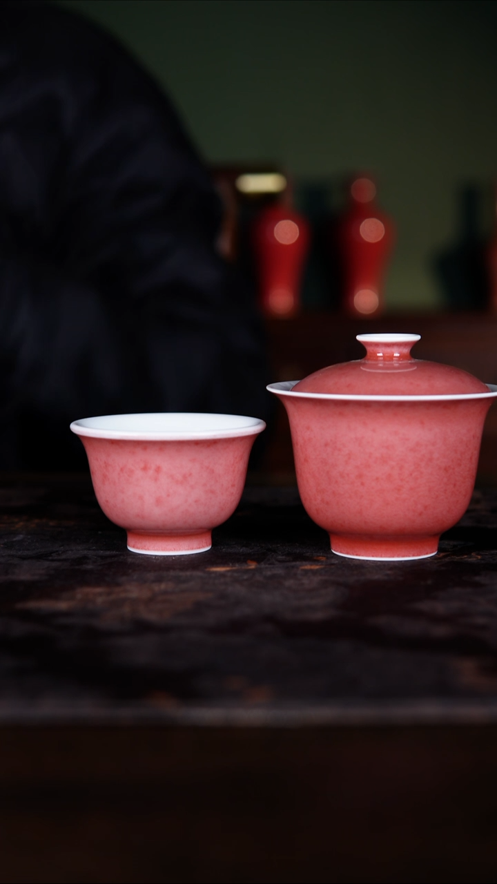 杯子白泥景德镇纯手工豇豆红