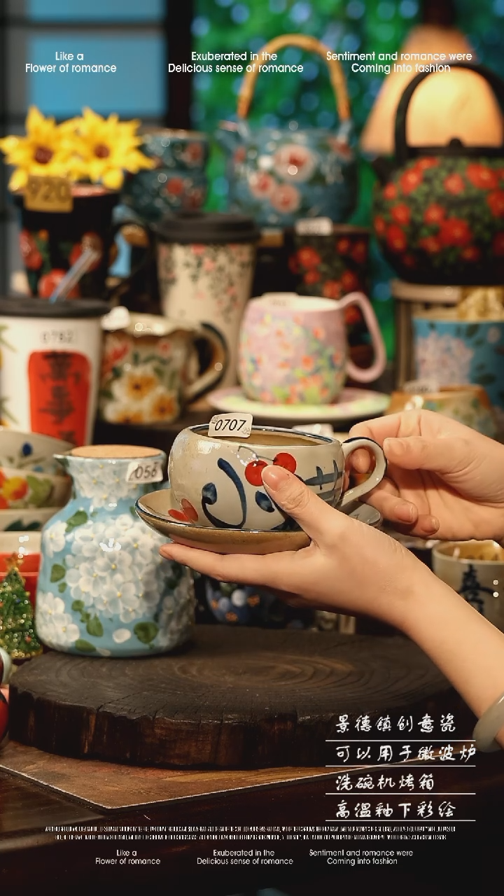 陶瓷景德镇高温釉下彩手工手绘款式