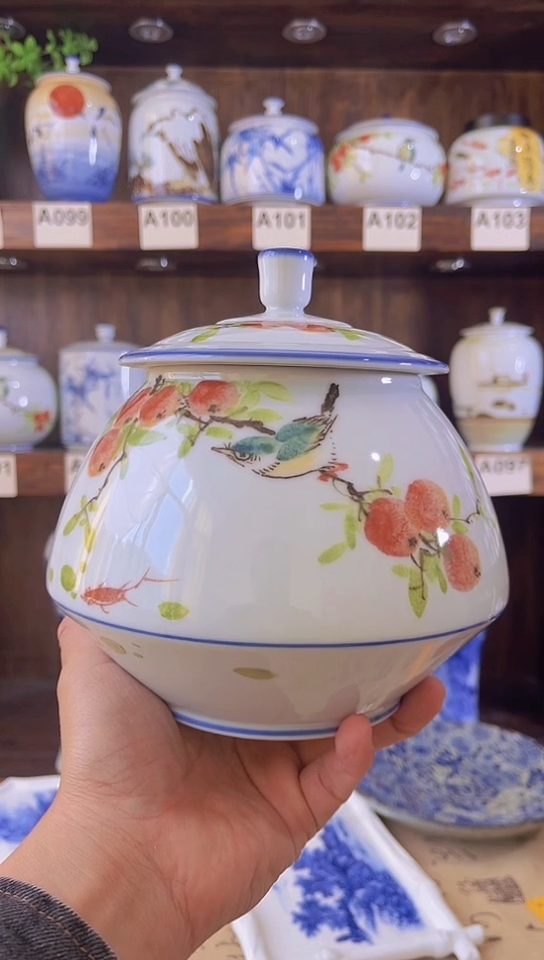 迎君陶瓷纯手工手绘  微微暇