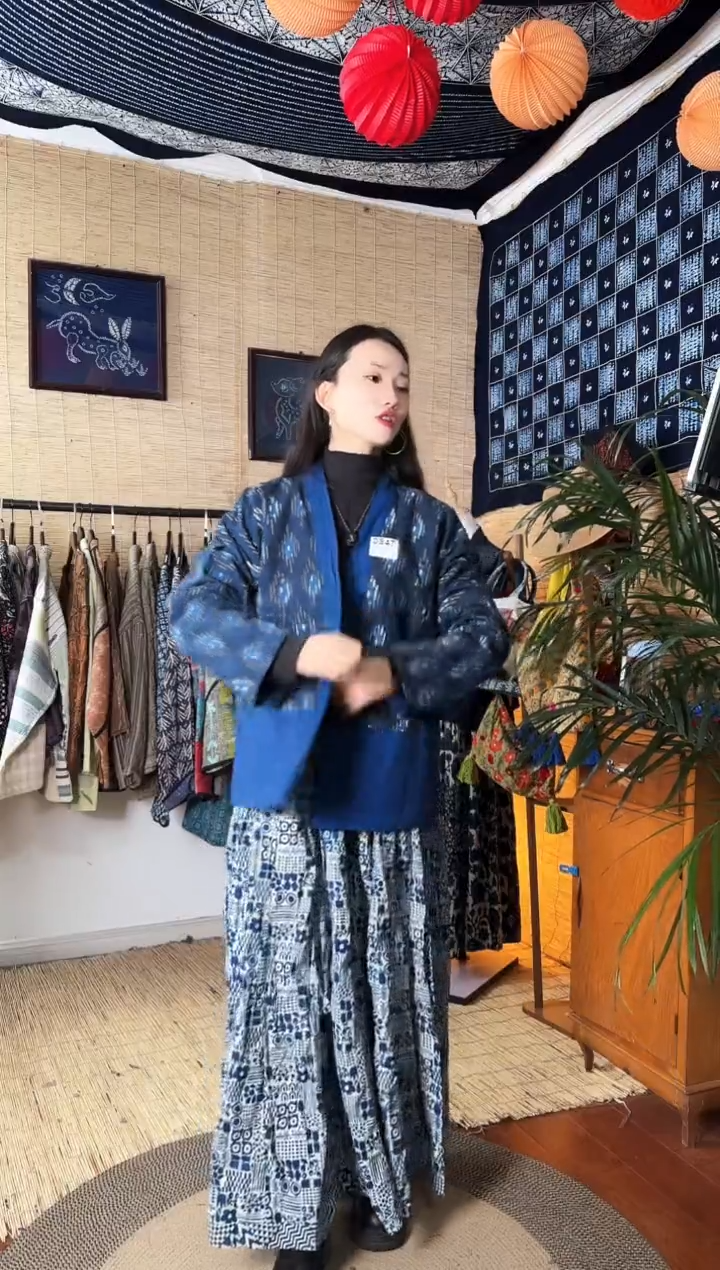 【闪购商品】设计师款蓝染开衫外套