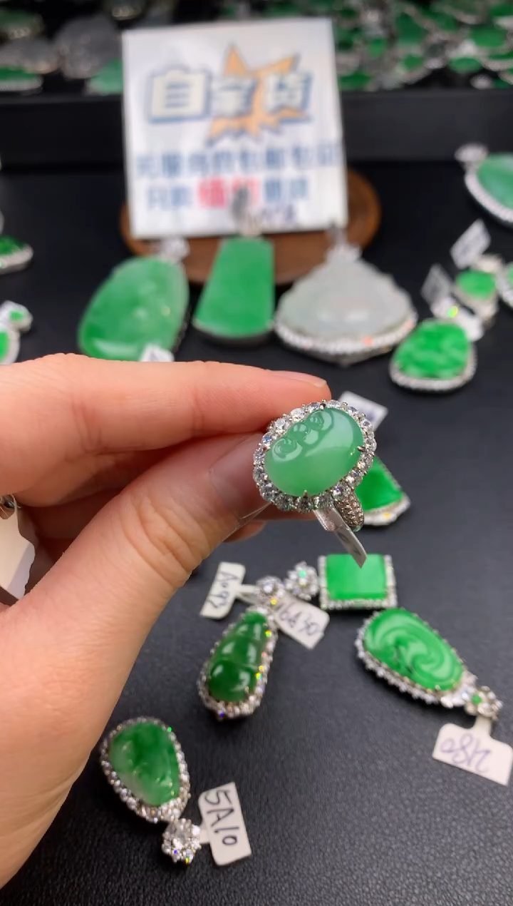 【闪购商品】翡翠戒指银S925镶嵌翡翠