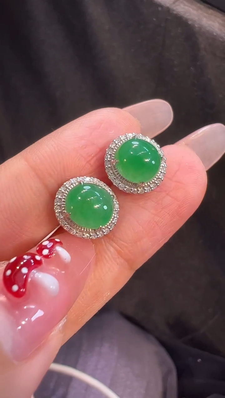 【闪购商品】翡翠耳饰18K金镶嵌耳饰