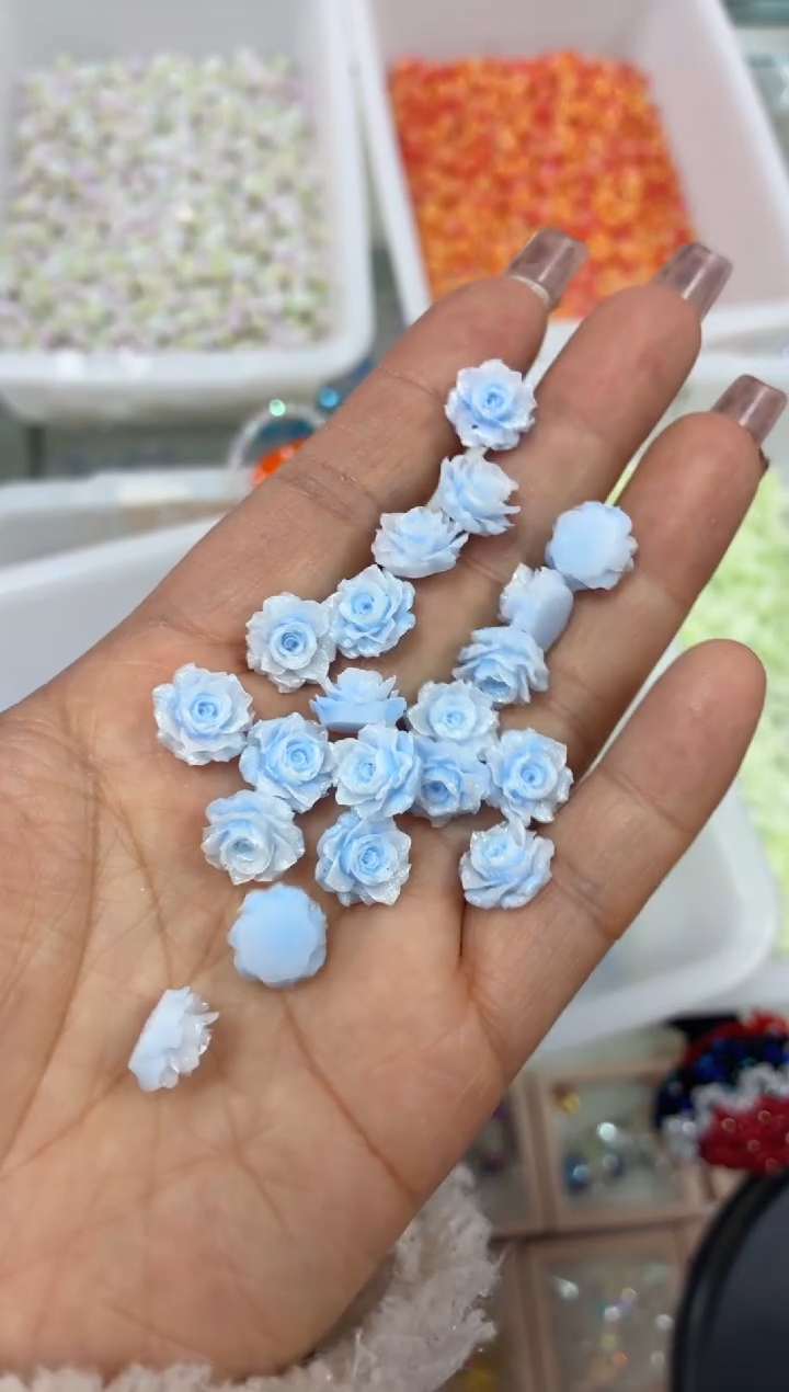 玻璃31022卡12软胶花100颗-仙女蓝