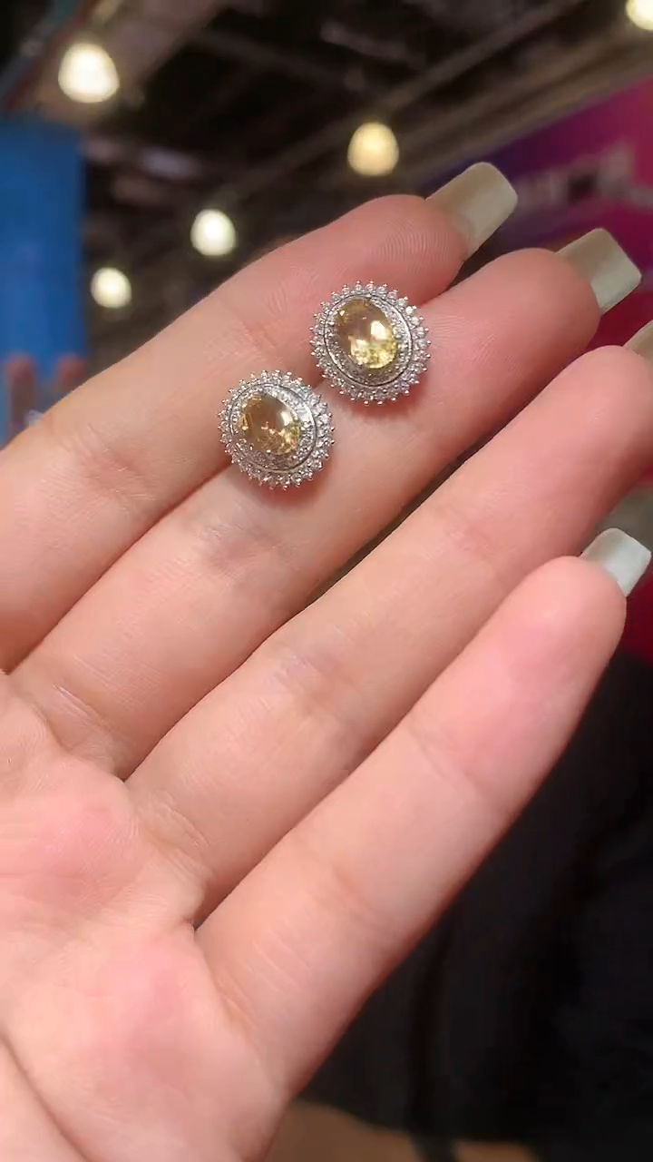 银S925镶嵌耳饰水晶【宝石世家严选】