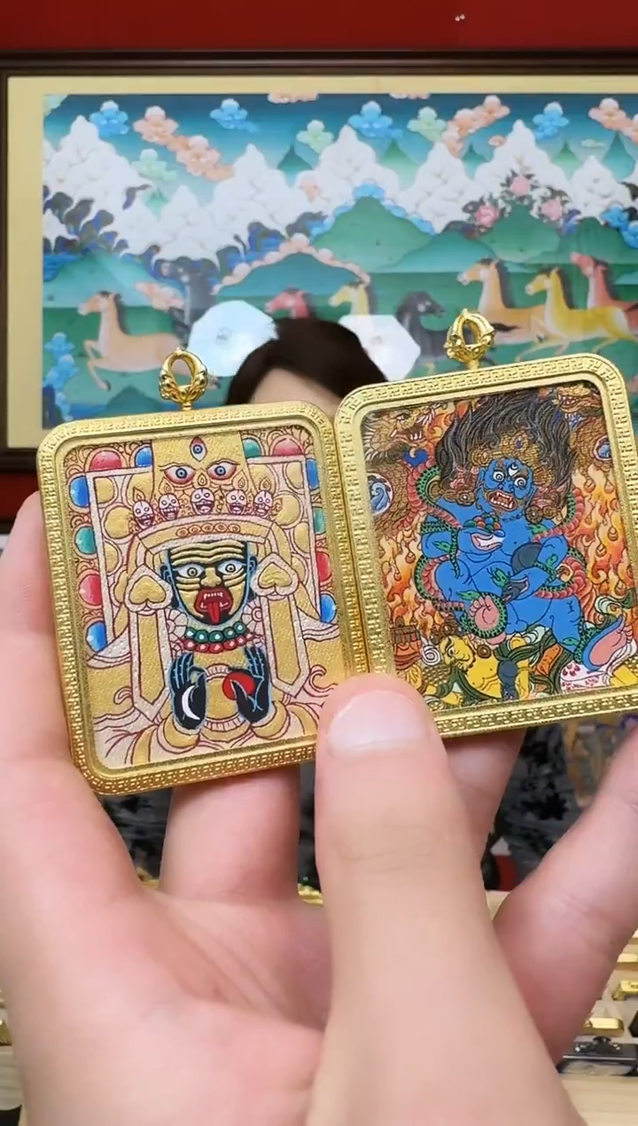 吊坠扎老师、黑财神-热贡纯手绘唐卡吊坠