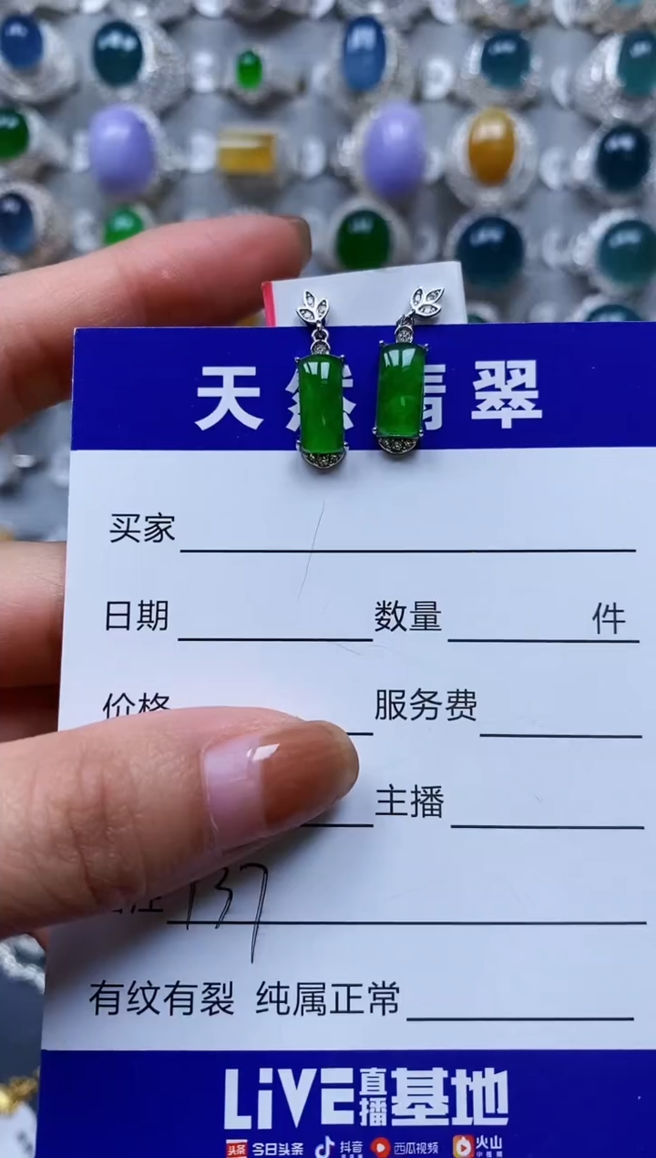 【闪购商品】翡翠耳饰银S925镶嵌0135
