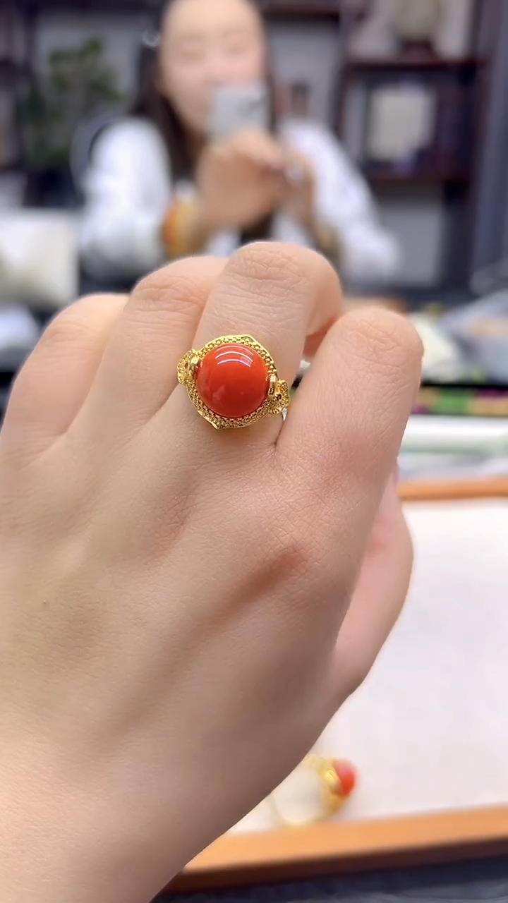 14K金镶嵌戒指翡翠DIY款J128