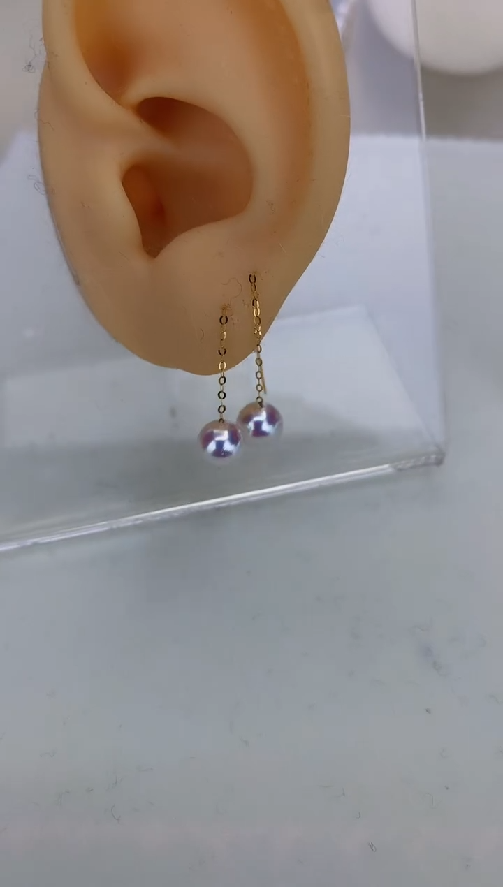 18K金镶嵌DA海水珍珠 GD040 6-7 耳线