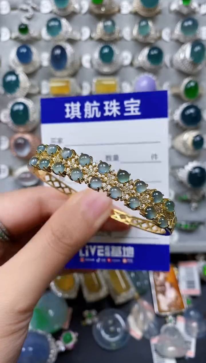 【闪购商品】翡翠手镯银S925镶嵌0181