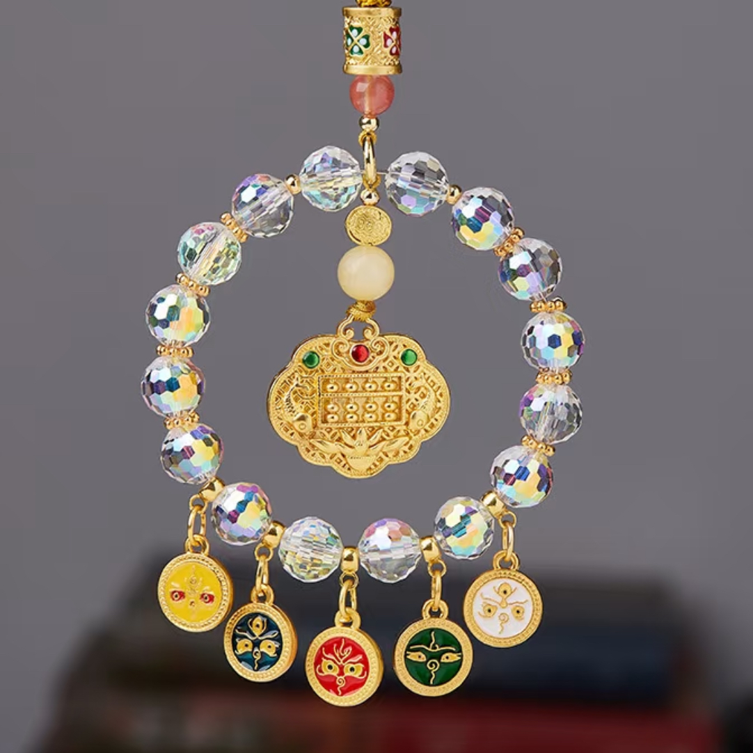 灵隐文创五路财神车挂五彩算盘琉璃车挂龙年新年车挂高端男女同款