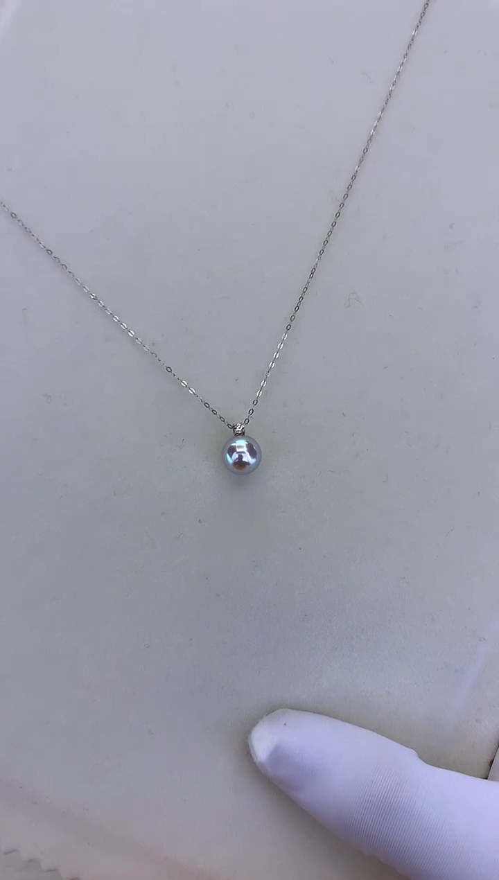 18K金镶嵌DA海水珍珠 GD080 8.5-9 钻石真多麻王妃吊坠赠银链