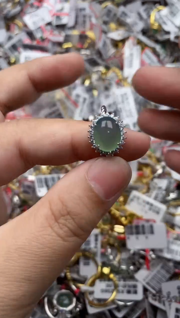【闪购商品】翡翠戒指银S925镶嵌55555---9
