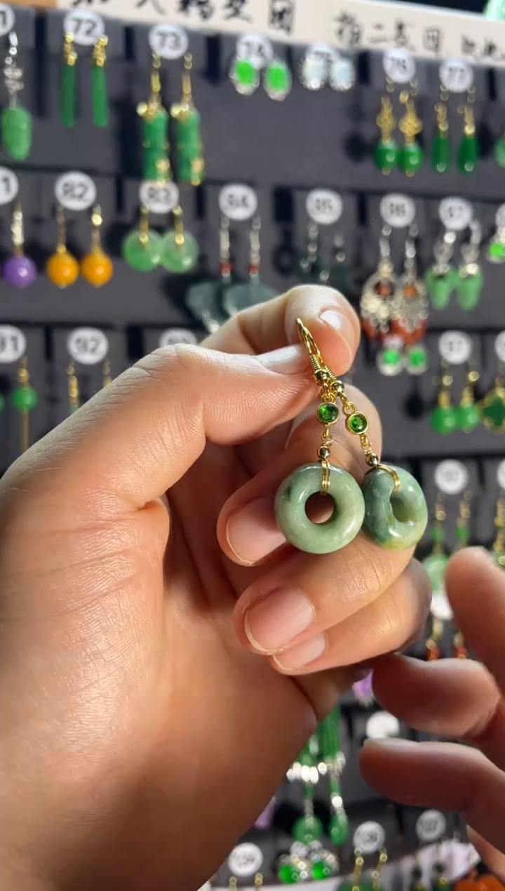 【闪购商品】翡翠耳饰银S925镶嵌看...