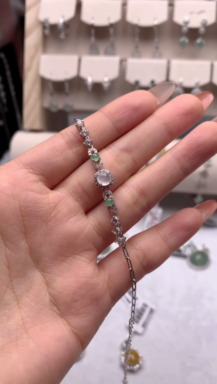 【闪购商品】翡翠手链银S925镶嵌3号