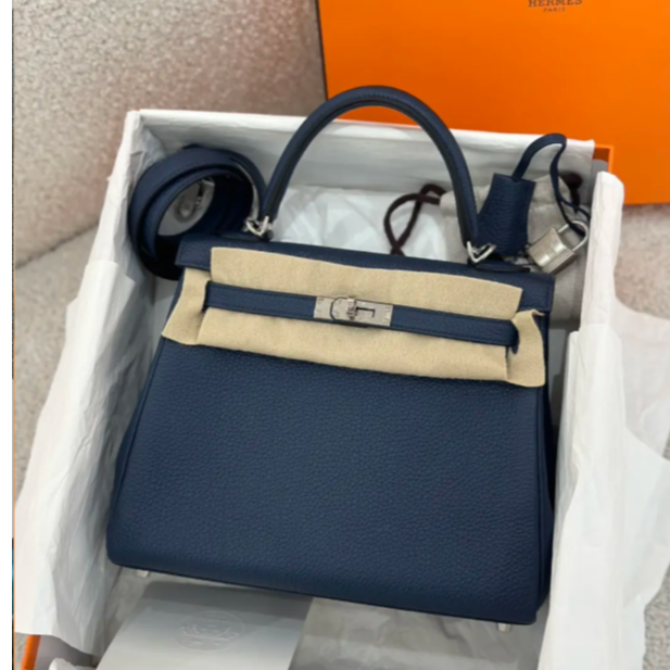 99新 Hermes/爱马仕 小花6枫 kelly 25 宝石lan Tg皮 Z刻包