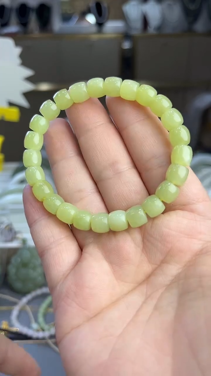 未镶嵌手链和田玉黄口直切手串8mm