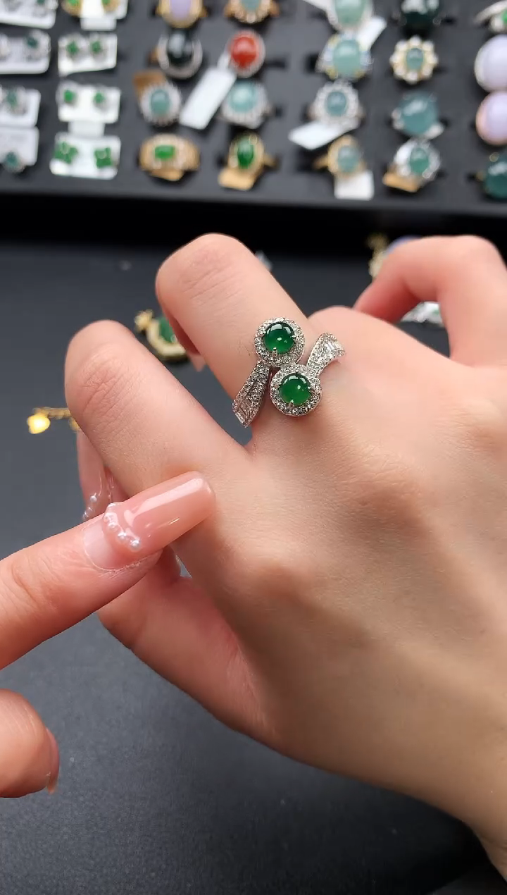 【闪购商品】翡翠戒指银S925镶嵌52141