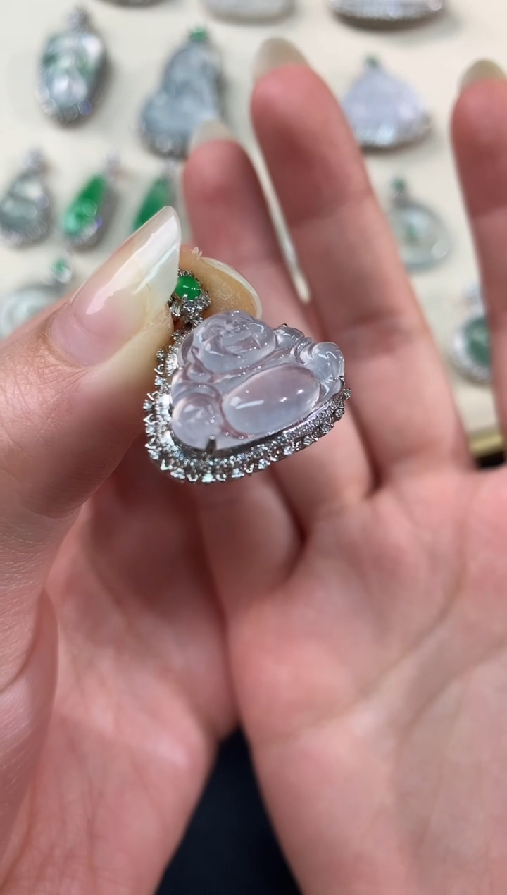 【闪购商品】翡翠吊坠(不含链)18K金镶嵌A37|4980