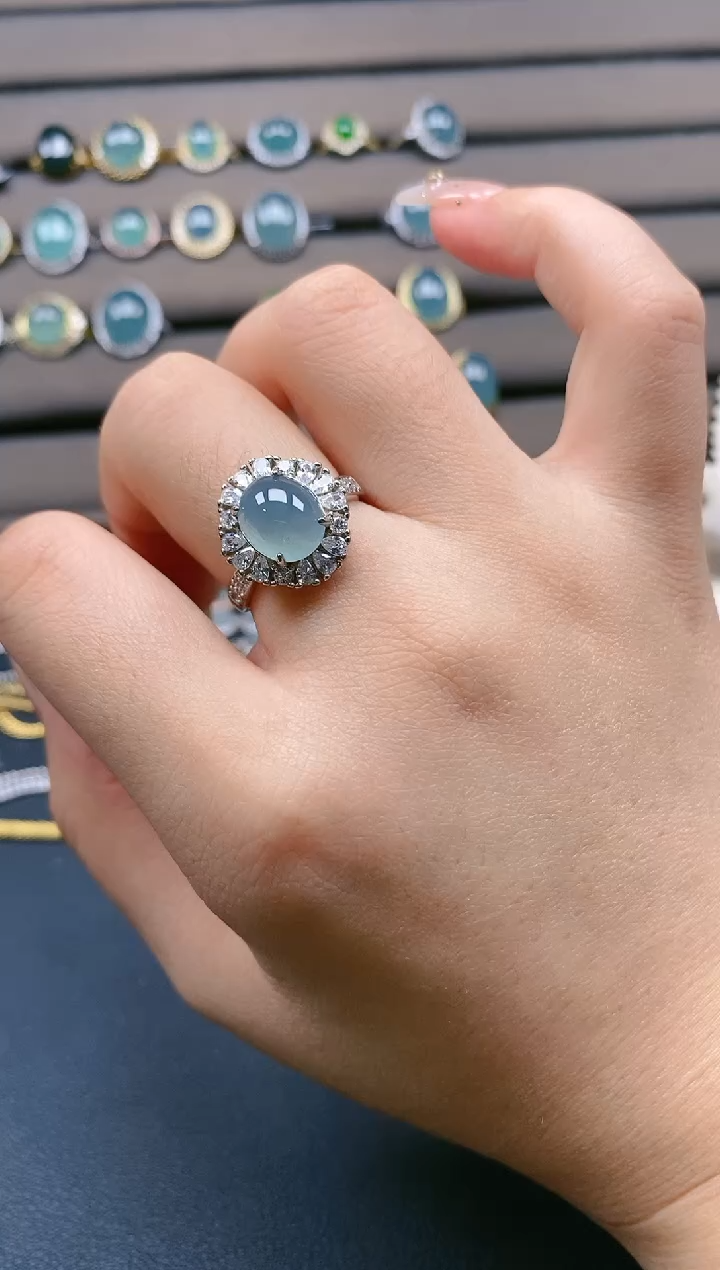 翡翠戒指银S925镶嵌1212
