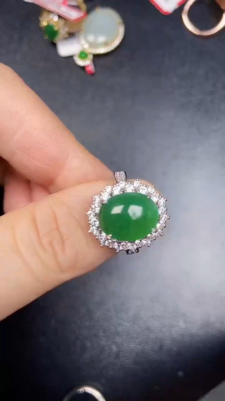 银S925镶嵌戒指翡翠1230